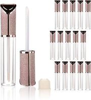 COSIDEA 15pcs Round Empty 5ml 0.17oz lip gloss tubes with wand and Gradient pink leather slope cap Lipgloss tube container...