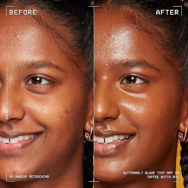 NYX PROFESSIONAL MAKEUP Buttermelt Glaze Soft Glow Skin Tint + SPF 30, Up To 12HR Wear, 07 Toffee Butta - Product Image