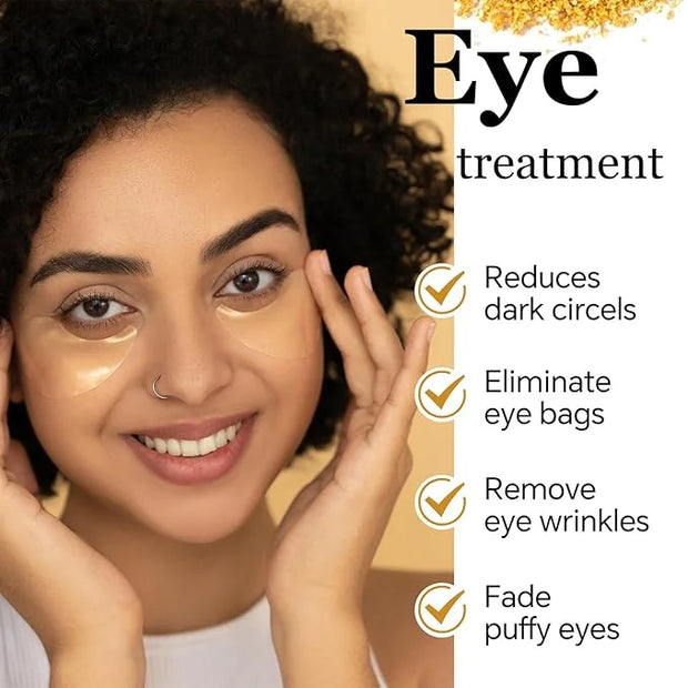 IREV 24k Gold Eye Treatment Mask 60PCS Under Eye Patch Cooling Under Eye Pads for Brightening Repairing and Refreshing You...