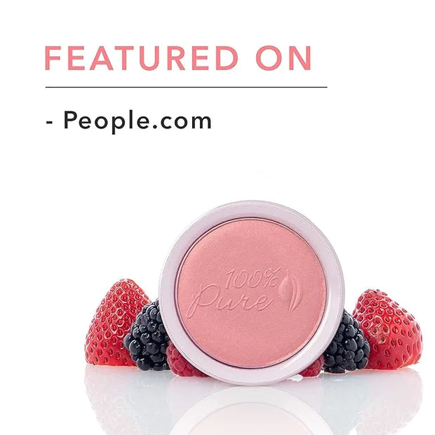 100% PURE Powder Blush (Fruit Pigmented), Chiffon, Soft Shimmery Finish, Nourishes Skin w/Rosehip Oil, Cocoa Butter, Natur...
