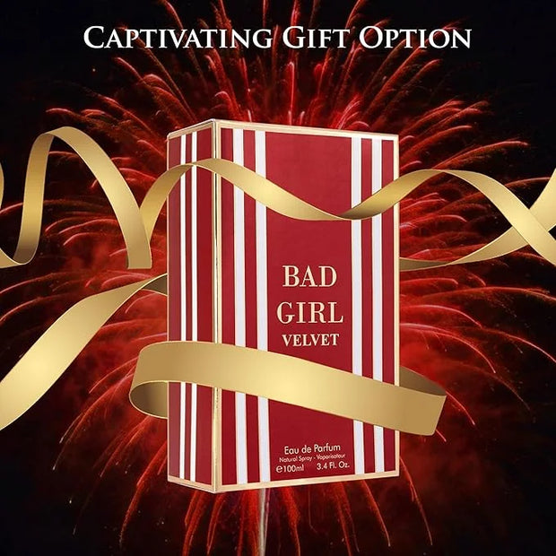 Bad Girl Velvet for Women Eau De Parfum 3.4 fl Oz- Sweet, Warm & Powdery Tone - Combination of Tonka Bean, Vanilla & Prali...