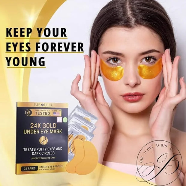 32 Pairs 24K Gold Under Eye Patches with 4 pieces of Lip Mask, Anti-Aging Eye Mask, Under Eye Mask Dark Circles and Puffin...