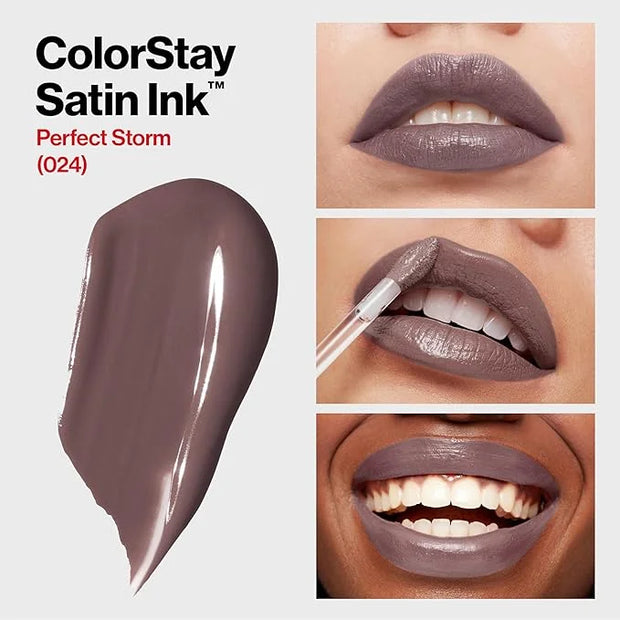 Revlon ColorStay Satin Ink Liquid Lipstick, Longwear Rich Lip Colors, Formulated with Black Currant Seed Oil, 024 Perfect ...