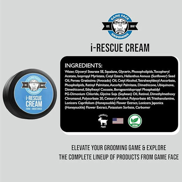 Game Face Grooming i-Rescue Cream – Eye Moisturizer | Firm and Moisturize Under Eye Wrinkles & Bags | Infused With Caffein...