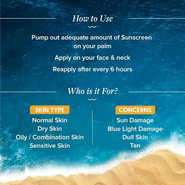 Glow+ Dewy Face Sunscreen with SPF 50+ & PA+++ | Blue Light Protection & No White Cast | Helps Give Glowing Skin with Papa...