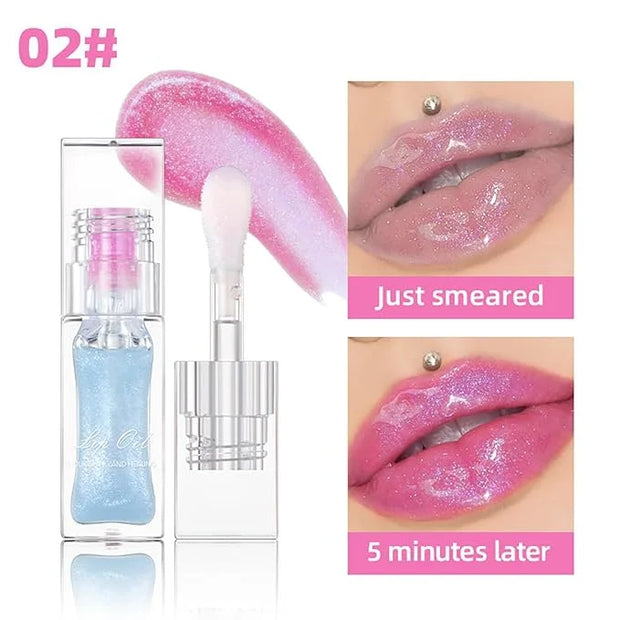 Magic Color Changing Lip Oil Ph, Glitter Lip Gloss, Upgraded Big Brush Head Moisturizing Lip Oil Long Lasting Nourishing L...