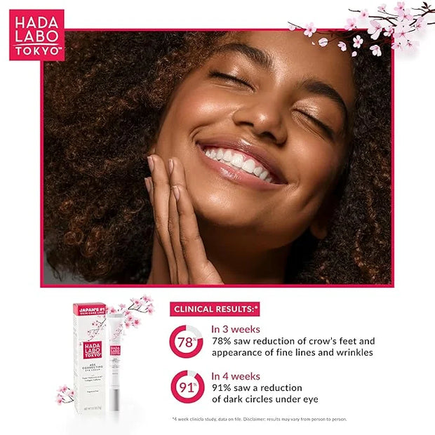 Hada Labo Tokyo Age Correcting Eye Cream, Anti-Aging Super Hyaluronic Acid, Collagen & Caffeine Reduce Wrinkles, Dark Circ...
