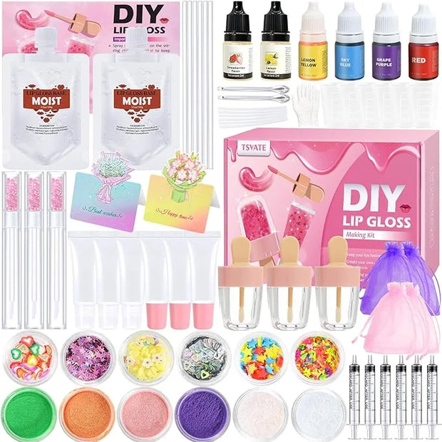 Lip Gloss Making Kit, Make Your Own Lip Gloss Kit, DIY Lip Gloss Making Supplies, Moisturizing Glitter Lip Kit Lipgloss Ma...