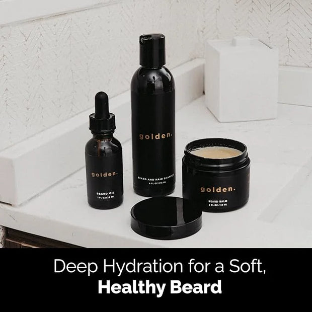 Golden Grooming Co. Everyday Beard Bundle – Complete Beard Care Set | Includes Beard Oil, Balm & Shampoo (Regular, Fresh) ...