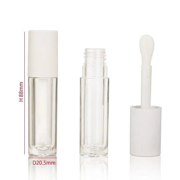 COSIDEA 24 pcs Empty 5ml big brush lip gloss tube White round lipgloss tubes container with big doe foot wand - Product Image