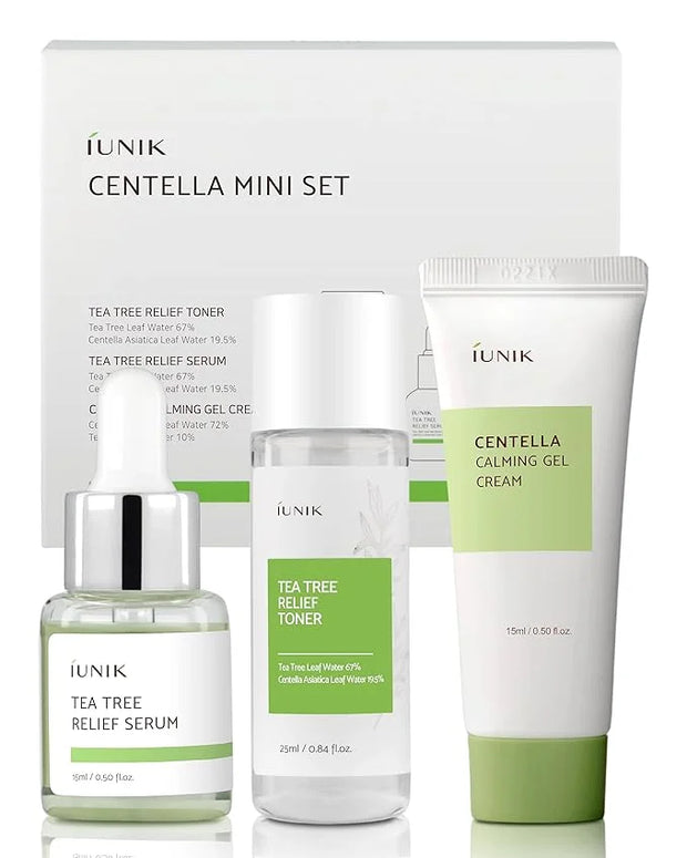 iUNIK Centella Mini Set Travel-Friendly Skincare Set Ultra calming and hydrating for sensitive skin - Tea Tree Relief Tone...