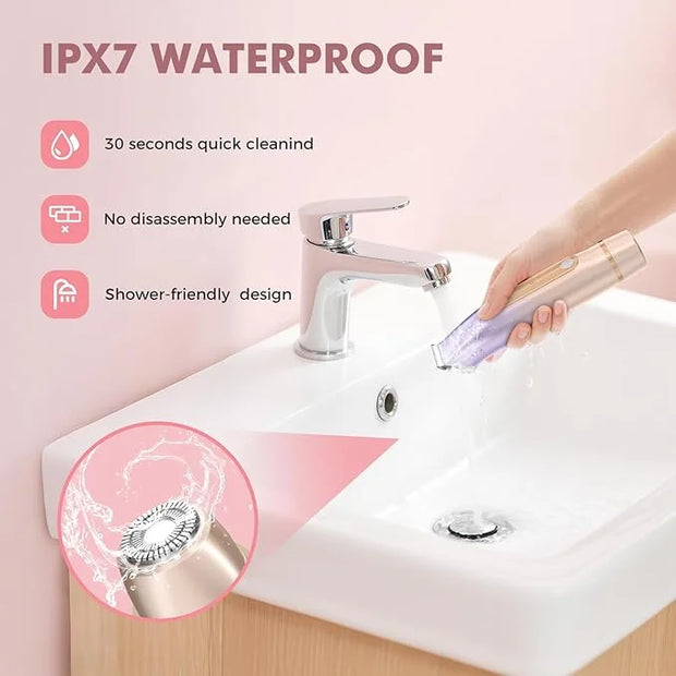 2 in 1 Bikini Trimmer for Women, Dual Head Electric Razor, IPX7 Waterproof Wet/Dry Use Women Electric Shaver, Painless Bod...