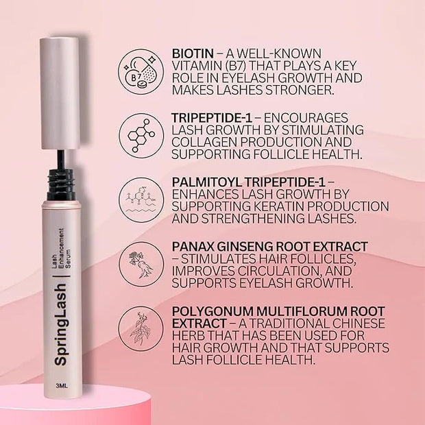 Eyelash Enhancement Serum with BIOTIN - Lash Enhancer For Longer, Fuller Eyelashes - Organic & Vegan Eyelash Enhancer - Cr...