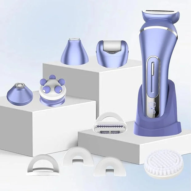 Electric Shavers for Women, 7 in 1 Hair Removal Kit with Epilator Bikini Trimmer Face Razor Body Brush Face Massager Foot ...