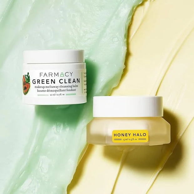 Farmacy Ceramide Face Moisturizer + Cleansing Balm Duo - Travel Size Skin Care Set with Green Clean Makeup Remover Balm + ...