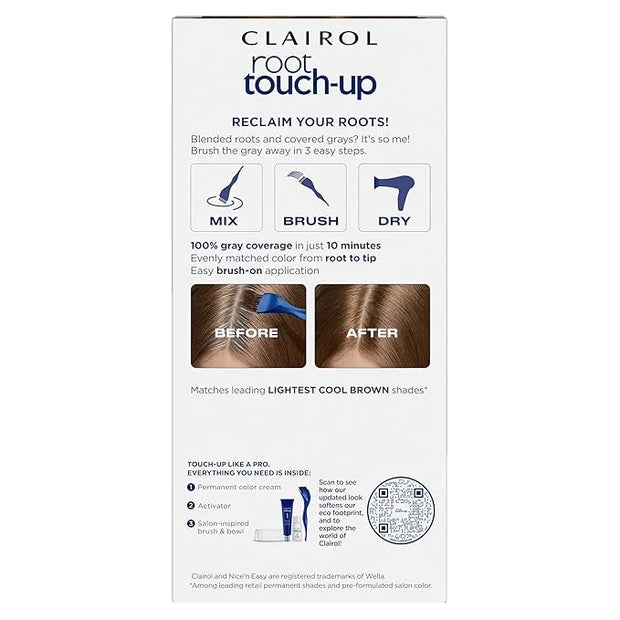 Clairol Root Touch-Up by Nice'n Easy Permanent Hair Dye, 6.5A Lightest Cool Brown Hair Color, (Pack of 2) - Product Image