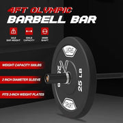 4FT Olympic Barbell Bar 47Inch Straight 2 Collars, 500Lbs Capacity 2 Inch - Product Image