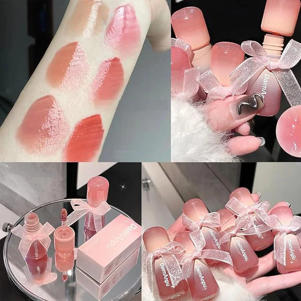 6Pcs Hydrating Jelly Lip Gloss Set,Moisturizing & Plumping Water Lip Stain Mirror Liquid Lipsticks,Waterproof Long Lasting...