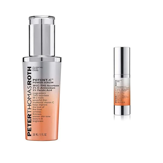 Peter Thomas Roth Potent-C Power Serum, Brightening Vitamin C Serum for Fine Lines with Potent-C Power Eye Cream, Brighten...