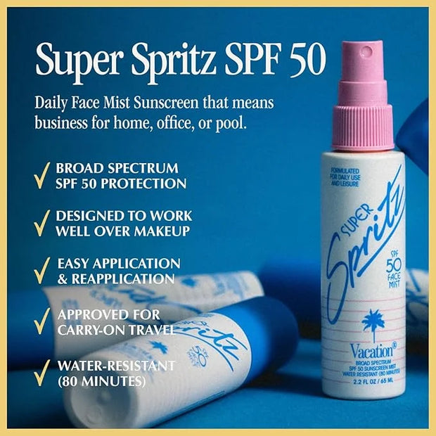 Vacation Super Spritz SPF 50 Sunscreen Face Mist 3-Pack, Daily Face Sunscreen Spray, SPF Face Spray, Sunscreen Spray for F...