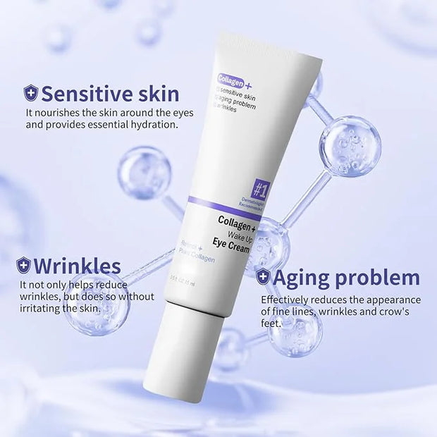 Retinol Under Eye Cream for Dark Circles and Under Eye Puffiness, Eye Repair Cream, 2 PCS Anti-Aging Hyaluronic Acid, Coll...