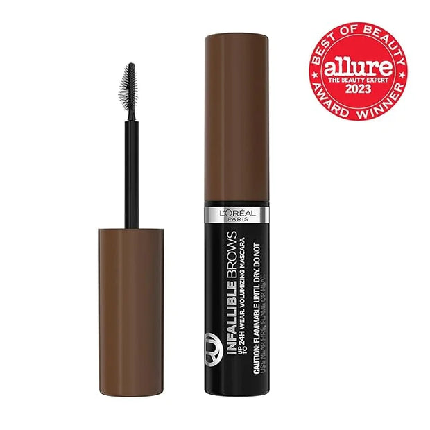 L'Oreal Paris Infallible Volumizing 24H Wear Brow Mascara, Long Lasting Eyebrow Makeup for 2X Fuller Eyebrows, 5.0 Brunett...