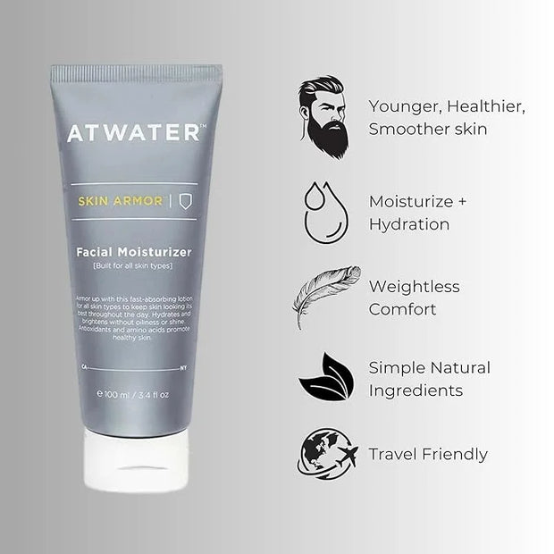 ATWATER Skin Armor Men's Face Moisturizer with Niacinamide and Licorice Root, for all Skin Types - Oily, Dry, Combination ...