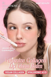 self beauty Veganize Collagen Lip Glass Balm - Hydrating Lip w/Hyaluronic Acid - Vegan Korean Lip Balm Moisturizing Lip Ca...