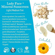 Earth Mama Lady Face® Tinted Mineral Sunscreen Face Stick SPF 40 Light/Medium Tint | Contains Organic Shea & Cocoa Butter ...