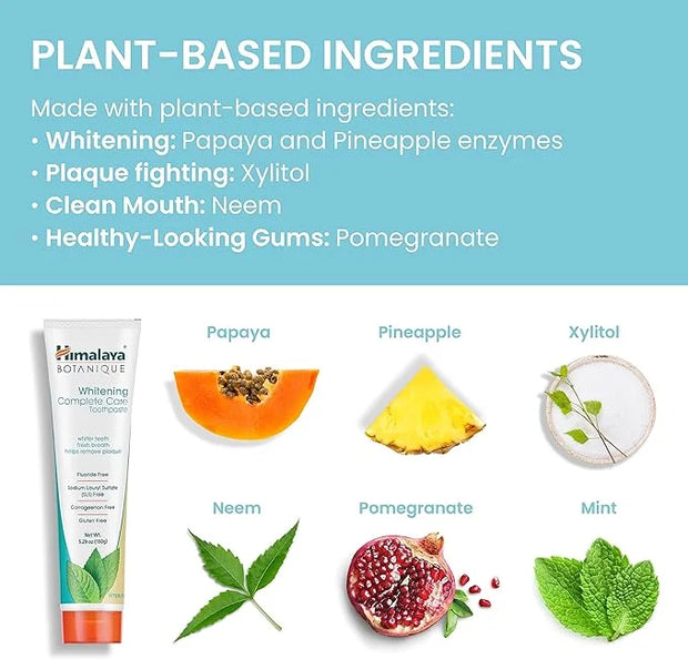 Himalaya Botanique Whitening Complete Care Toothpaste, Teeth Whitening, Fights Plaque, Fluoride Free, No Artificial Flavor...