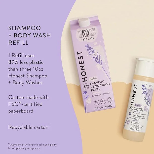 The Honest Company 2-in-1 Cleansing Shampoo + Body Wash Refill Carton | Gentle for Baby | Naturally Derived, Tear-free, Hy...