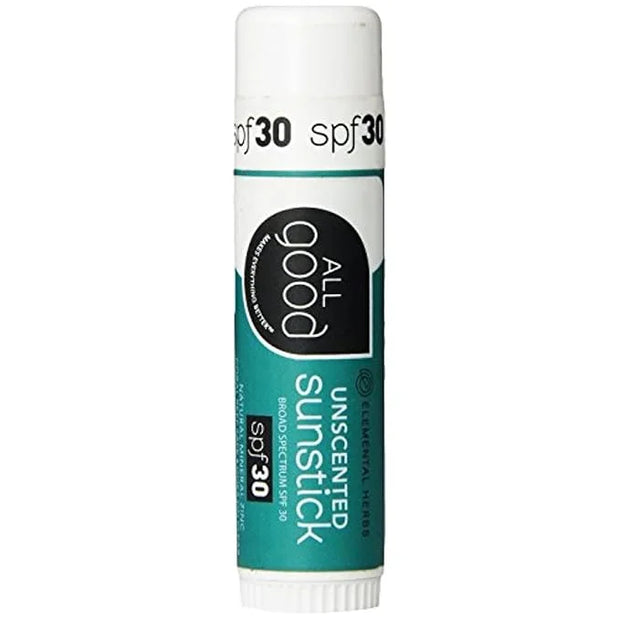 All Good Sunstick - Face Sunscreen, Water Resistant, UVA/UVB Broad Spectrum SPF 30+, Coral Reef Friendly - Beeswax, Zinc, ...