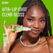 Ruby Kisses Broadway Vita-Lip Clear Lip Gloss (Mint Oil 3 Pack), Ultra-Hydrating & Soothing Formula with Vitamin Oils, Hig...