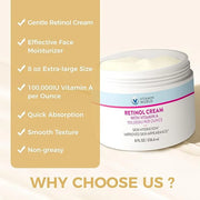 Vitamin World Retinol Cream 100,000 IU 8 oz., Gentle Retinol Night Cream for Face with Retinyl Palmitate & Dual Vitamin E ...