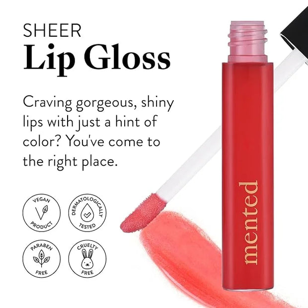 Mented Cosmetics | Red Hot and Bothered Sheer Lip Gloss | Red Tinted Lip Gloss | Vegan, Paraben-Free, Cruelty-Free Gloss T...