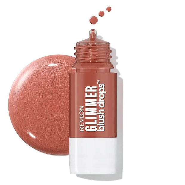 Revlon Glimmer Blush Drops, Liquid Blush for Cheeks, Liquid to Velvety Powder Finish, Glowy, High Pigment, 101 Coralicious...