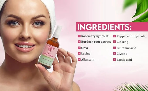 Organic Rosemary, Burdock Root, Ginseng & Mint Spray – Infused with Vitamins & Oregano – Revitalizing Herbal Tonic for Sca...
