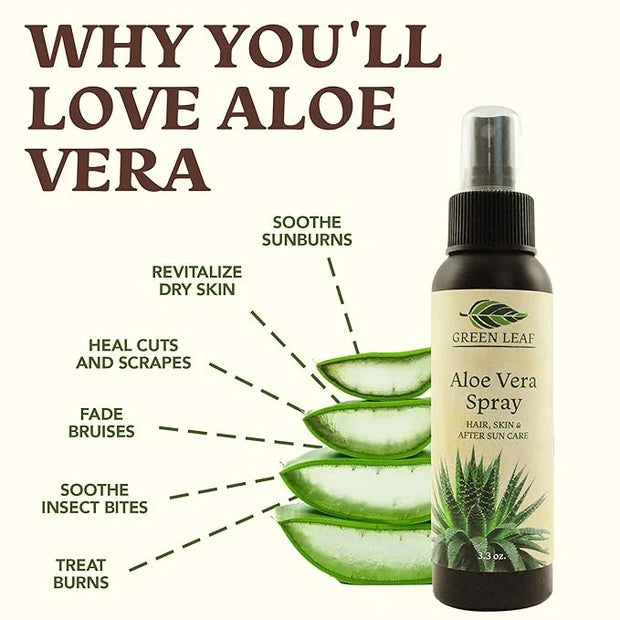 Aloe Vera Spray for Hair | Travel Size | Skin & Face Moisturizer |Fast Absorption| After Sun Care, Sunburn Relief & |3.3oz...