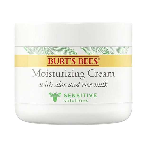 Burt's Bees Sensitive Moisturizing Cream, With Aloe Vera and Rice Milk, Face Moisturizer for Sensitive Skin, 98.8 Percent ...