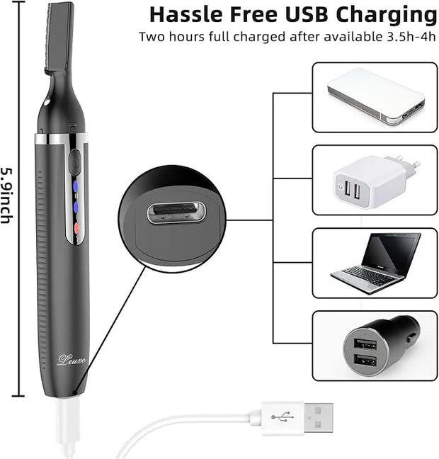 Eyebrow Trimmer and Facial Hair Remover, Rechargeable Hair Removal Women's Electric Shaver Razor for Peach Fuzz Chin Cheek...
