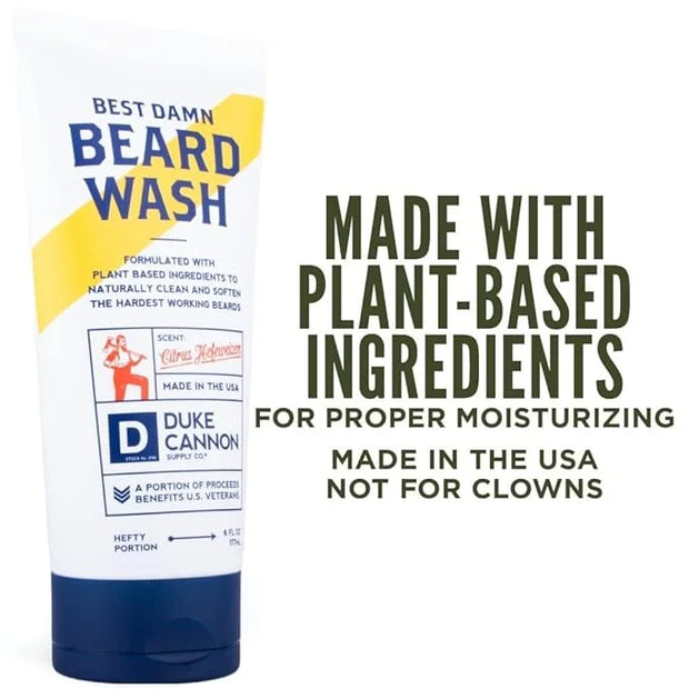 Duke Cannon Supply Co. Beard Wash Citrus Hefeweizen, 6 Fl Oz - Made with Plant-Based Ingredients to Strengthen, Rejuvenate...