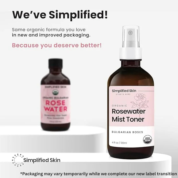 Rose Water Spray for Face & Hair (Refill Size) - Organic USDA Certified Rosewater Facial Toner - Alcohol-Free Makeup Setti...