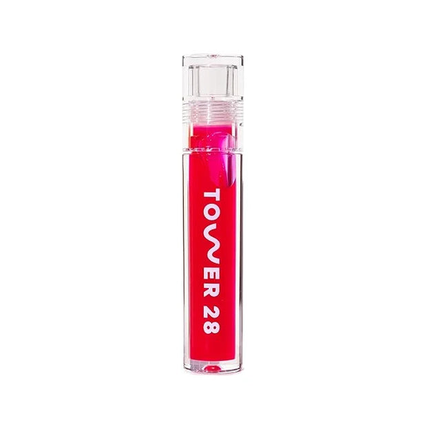 Tower 28 ShineOn Lip Jelly, XOXO, Non-Sticky, Hydrating Vegan Lip Gloss in Sheer Pink, Moisturizing Apricot and Raspberry ...