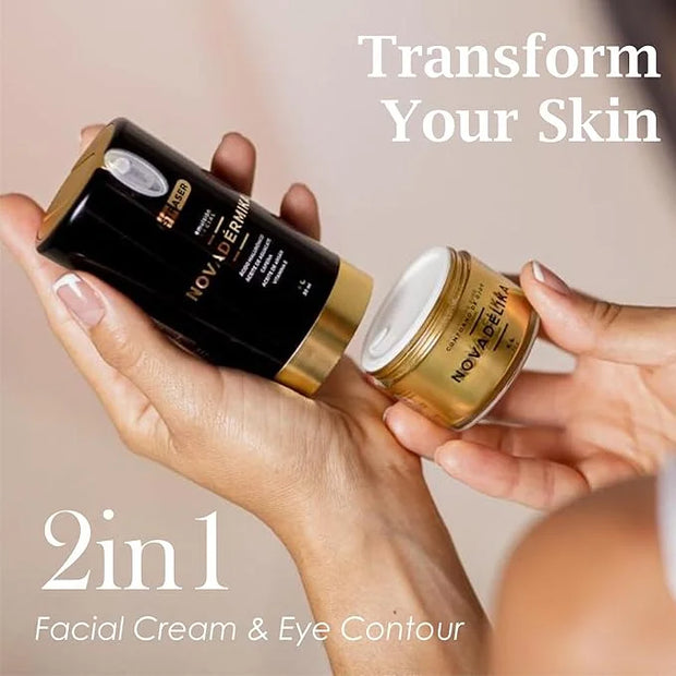 Novadérmika & Novadélika 2in1. Facial Emulsion and Eye Contour - Nourishes, Hydrates, Rejuvenates and leave your Skin with...