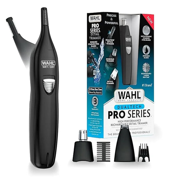 Wahl Pro Series® Rechargeable Eyebrow, Ear & Nose Hair Trimmer for Men – Painless DualTech® Eyebrow Trimmer & Facial Hair ...