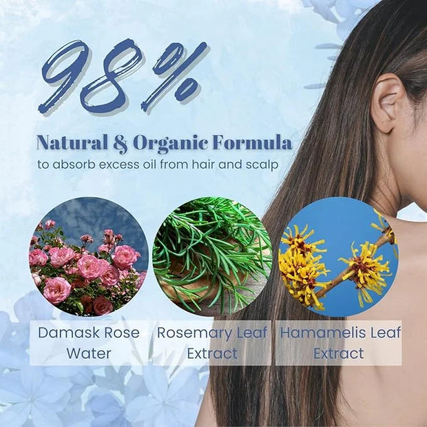 Natural Wet Dry Shampoo for Women Dry Hair & Sensitive Scalp, Organic Hair & Body Mist with Rosemary & Rose Water, Hair Re...