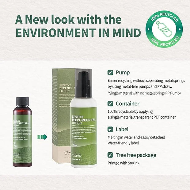 BENTON Deep Green Tea Face Moisturizer 4.05 fl.oz | Hydrating Korean Green Tea Face Lotion | Soothing & Refreshing Moistur...