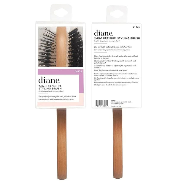 Diane 2-in-1 Premium Double-Sided Hair Brush, Detangling and Smoothing Hair Brush with Flexible Pins and Nylon-Reinforced ...