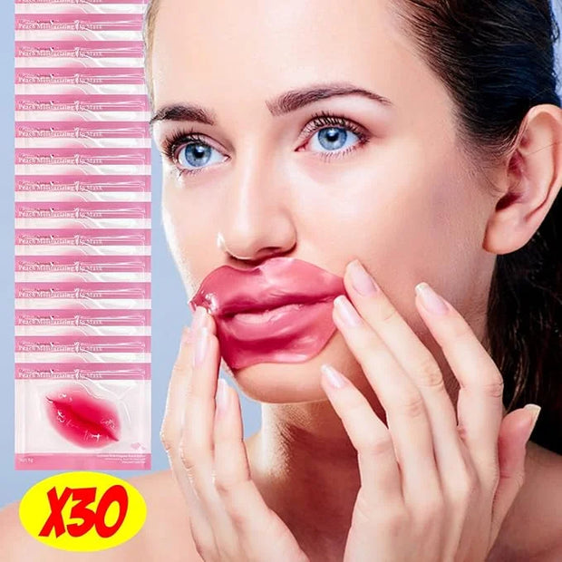 24K Golden Hydrating Lip Mask Patches, Korean Skincare, Plumping Treatment, 30 Pieces (Pink (B)) - Product Image