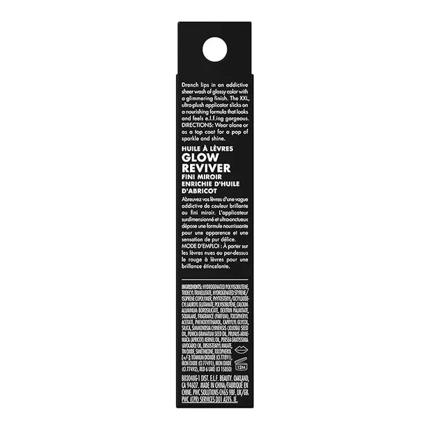 e.l.f. Glow Reviver Lip Oil, Nourishing and Hydrating with High-Shine Glimmer Finish & Sheer Wash Of Color, Minty Scent, N...